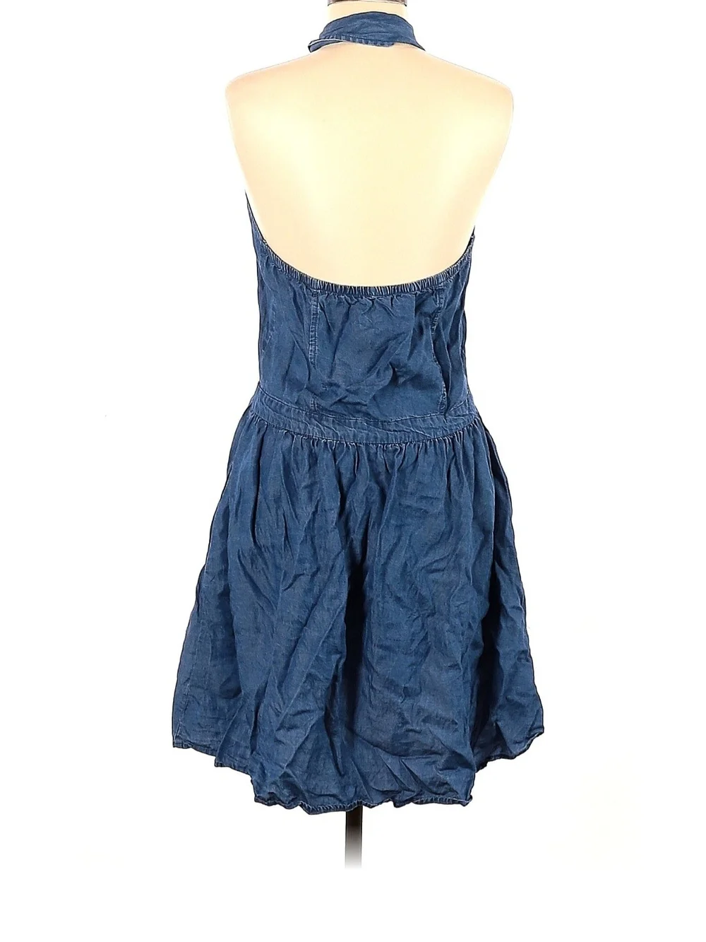 Signature Studio Denim Halter Mini Dress in Blue - Picture 3 of 3